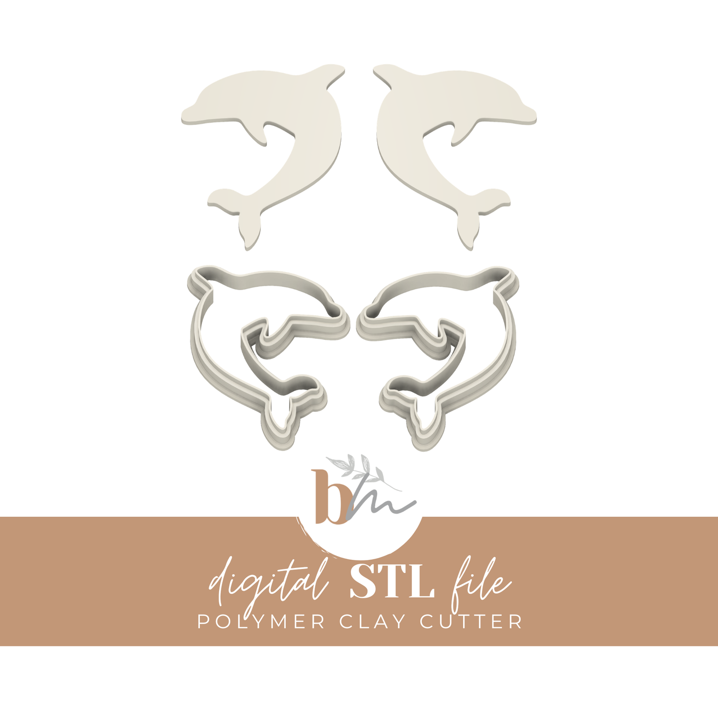 Dolphin - 2 Sizes | Digital STL File | Polymer Clay Tools & Cutters