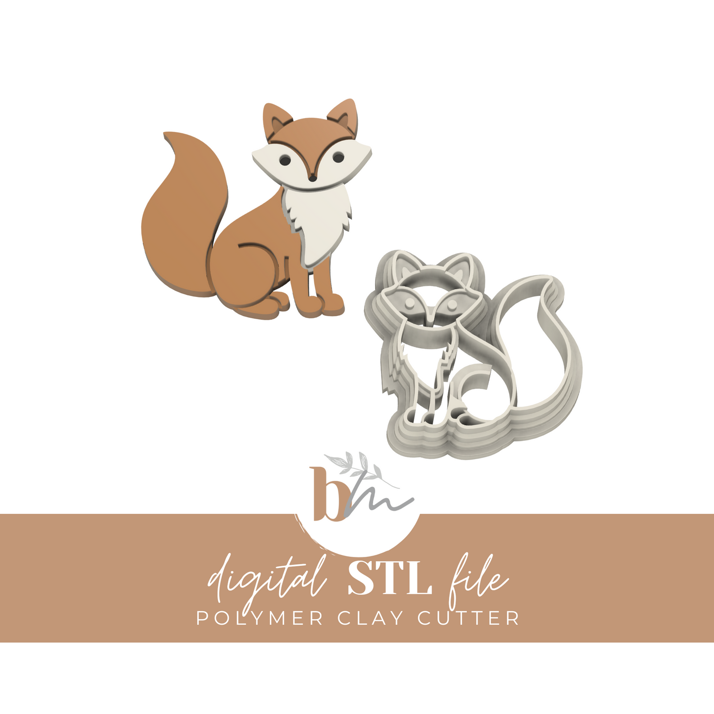 Embossed Fox | Digital STL File | Polymer Clay Tools & Cutters