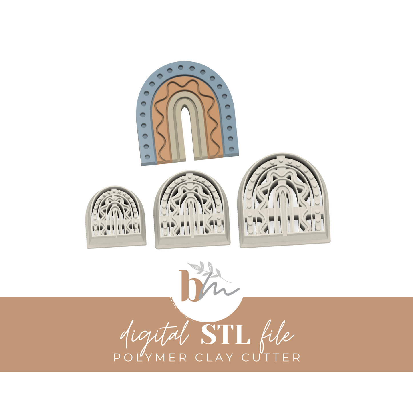 Embossed Rainbow Arch - 3 Sizes | Digital STL File | Polymer Clay Tools & Cutters