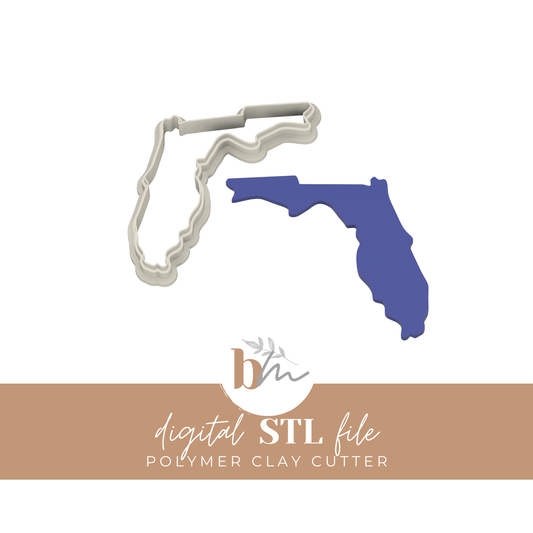 Florida State Silhouette - 4 Sizes | Digital STL File | Polymer Clay Tools & Cutters