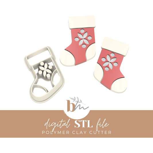 Scandi Folk Stocking - 2 Sizes | Digital STL File | Polymer Clay Tools & Cutters