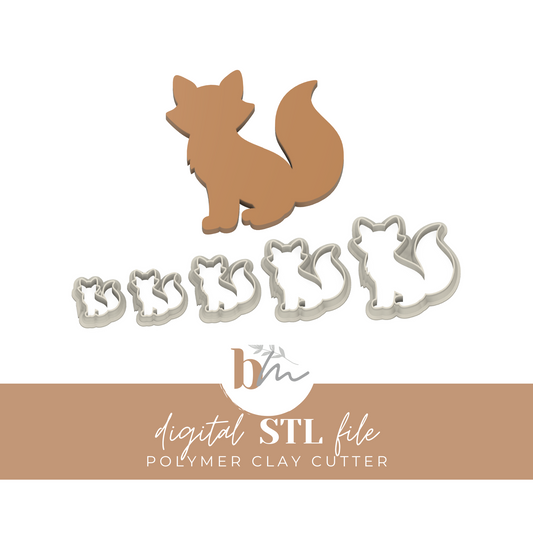 Fox Silhouette - 5 Sizes | Digital STL File | Polymer Clay Tools & Cutters