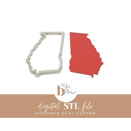 Georgia State Silhouette - 4 Sizes | Digital STL File | Polymer Clay Tools & Cutters