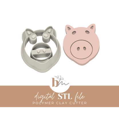 Toy Pig Head - 5 Sizes | Digital STL File | Polymer Clay Tools & Cutters