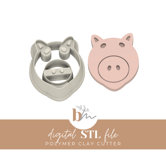 Toy Pig Head - 5 Sizes | Digital STL File | Polymer Clay Tools & Cutters