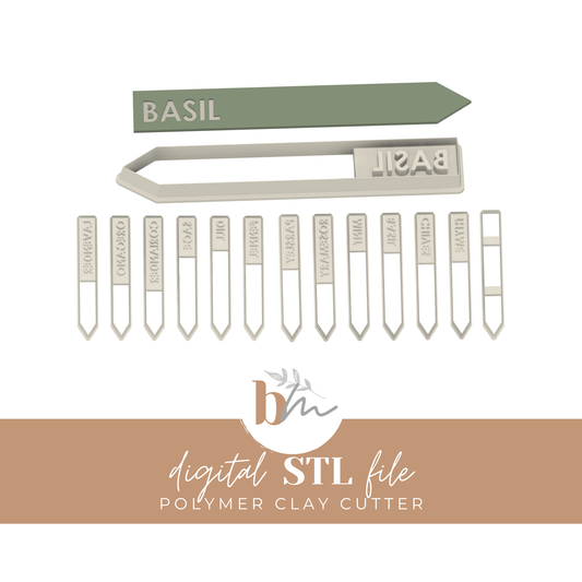 Garden Herb Markers - 13 Designs in 2 Sizes | Digital STL File | Polymer Clay Tools & Cutters