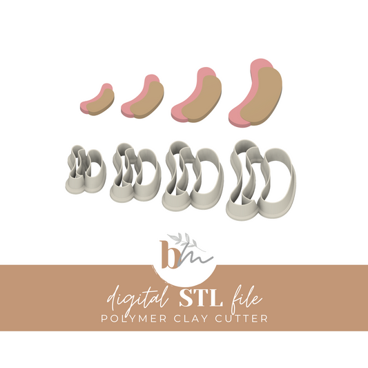 Hot Dog Set - 4 Sizes | Digital STL File | Polymer Clay Tools & Cutters