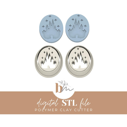 Debossed Princess Castle Silhouette Oval | Digital STL File | Polymer Clay Cutters & Tools