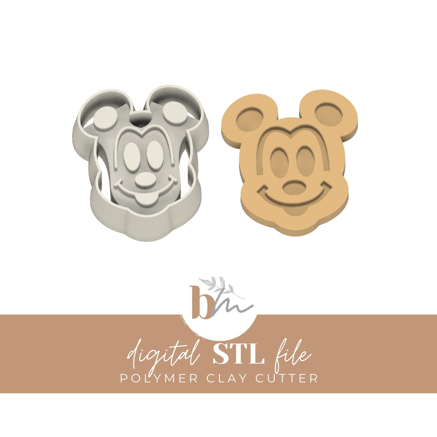 Mouse Head Waffle - 3 Sizes | Digital STL File | Polymer Clay Cutters & Tools
