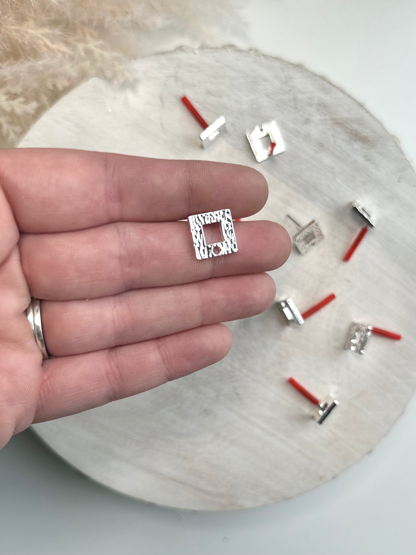 Square Buckle Earring Post - Gold or Silver (10pc)