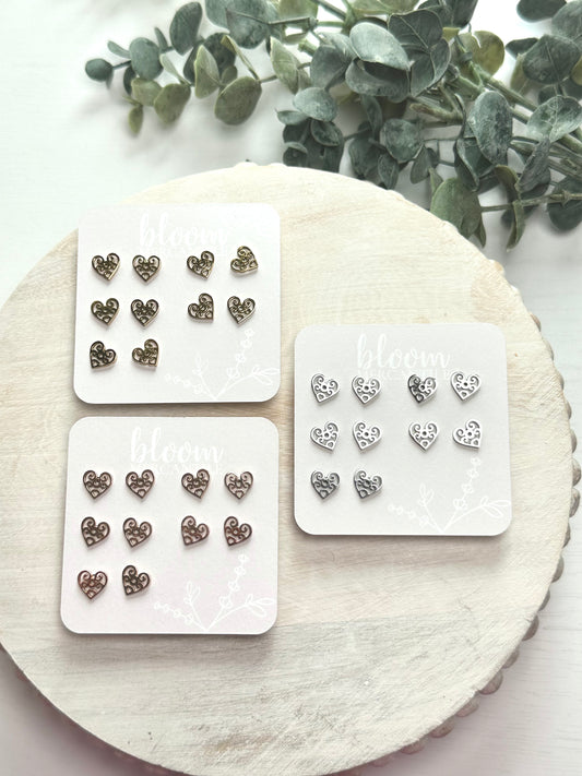 Filigree Hearts | Add-On Stud Packs (5 pair)