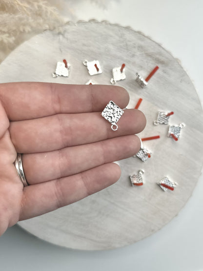 Hammered Diamond Earring Post - Gold or Silver (10pc)
