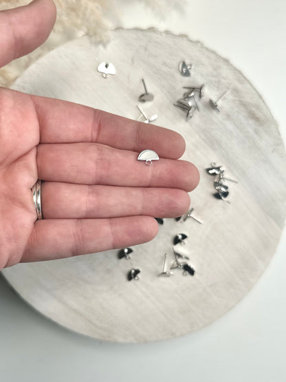 Mini Half-Circle Earring Post - Gold or Silver (10pc)