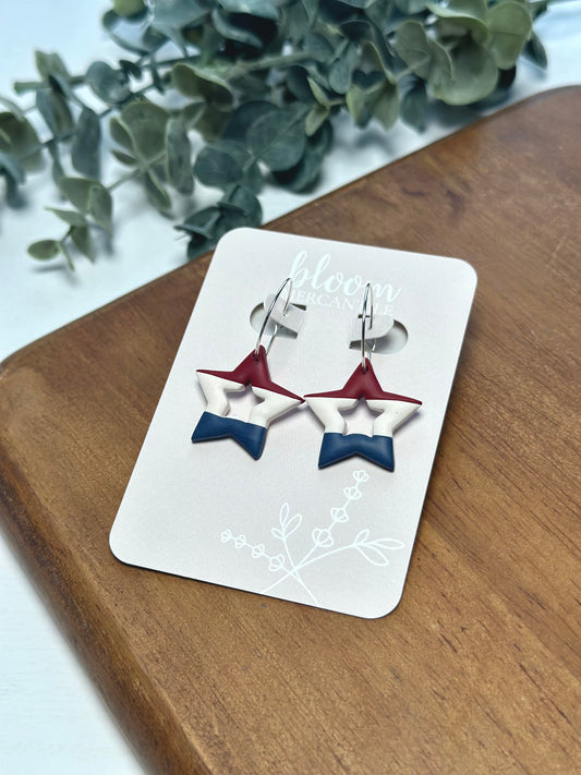 Red, White, and Blue Striped Star Dangles