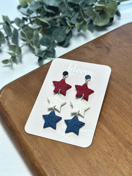 Red, White, and Blue Star Dangles