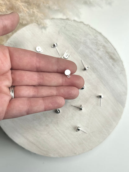 Circle Dot Earring Post - Gold or Silver (10pc)