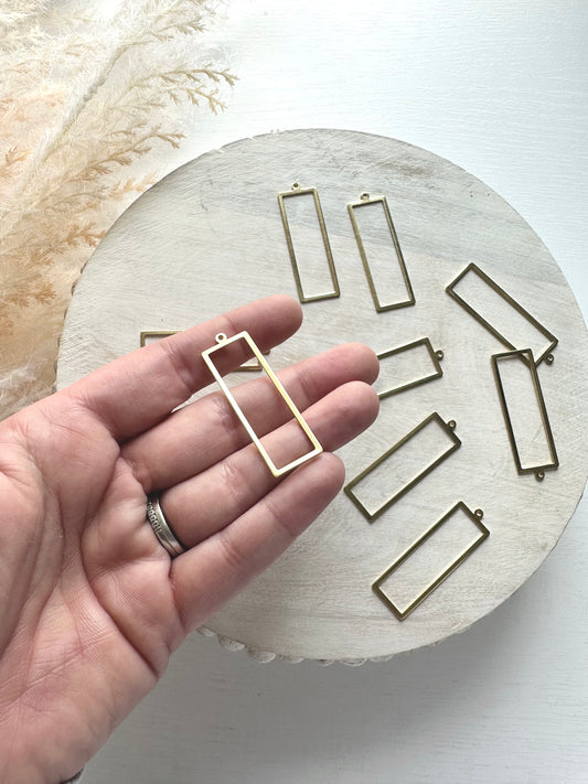 Rectangle Bezel Charm - Gold (10pc)