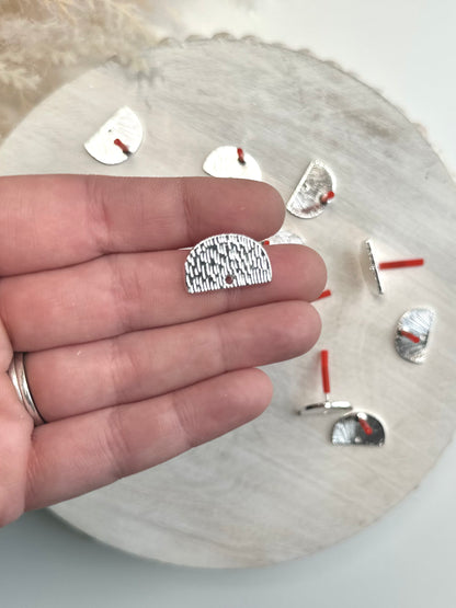 Brushed Semi-Circle Earring Post - Gold or Silver (10pc)