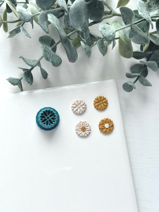 Embossed Sunflower Stud | Polymer Clay Cutter