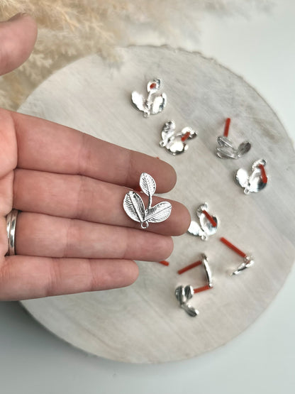 Leaves Earring Post - Gold or Silver (10pc)