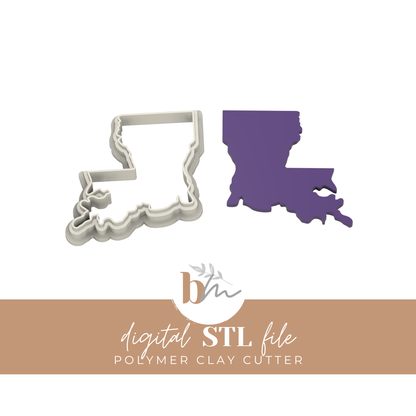 Louisiana State Silhouette - 4 Sizes | Digital STL File | Polymer Clay Tools & Cutters