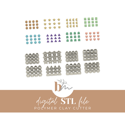 Micro Stud Basic Shapes - Cluster Cutters | Digital STL File | Polymer Clay Tools & Cutters