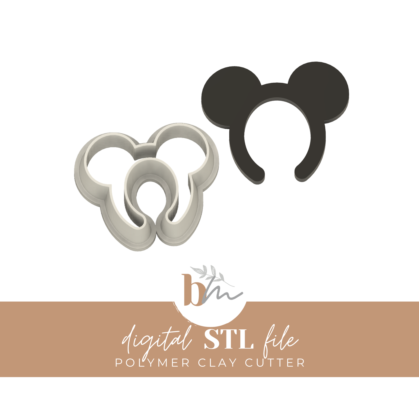 Mouse  Ear Headband - 4 Sizes | Digital STL File | Polymer Clay Cutters & Tools