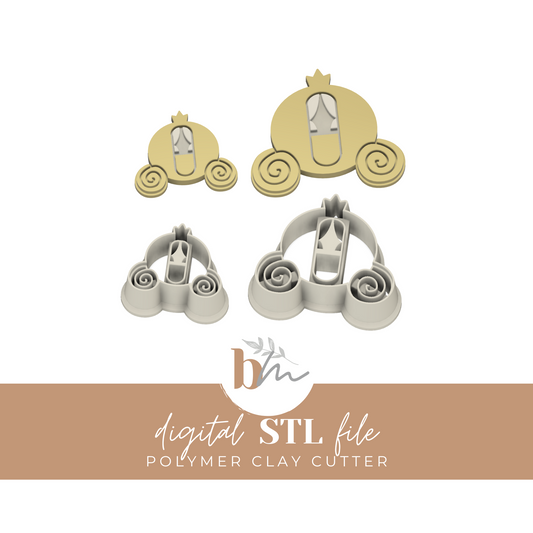 Princess Carriage - 2 Sizes | Digital STL File | Polymer Clay Tools & Cutters