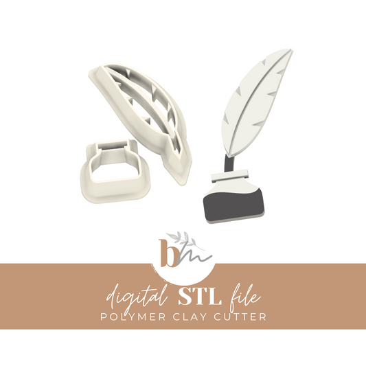 Quill & Ink Pot | Digital STL File | Polymer Clay Tools & Cutters