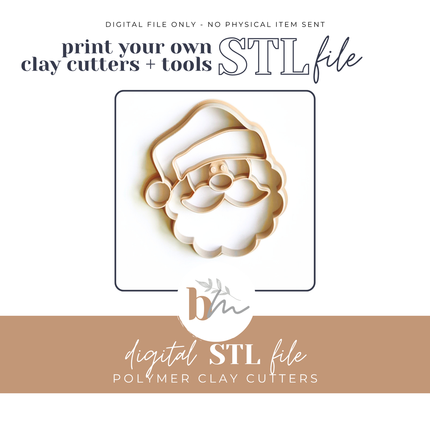 Santa Claus Trinket Dish | Digital STL File | Polymer Clay Tools & Cutters