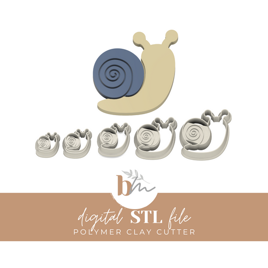 Snail - 5 Sizes | Digital STL File | Polymer Clay Tools & Cutters