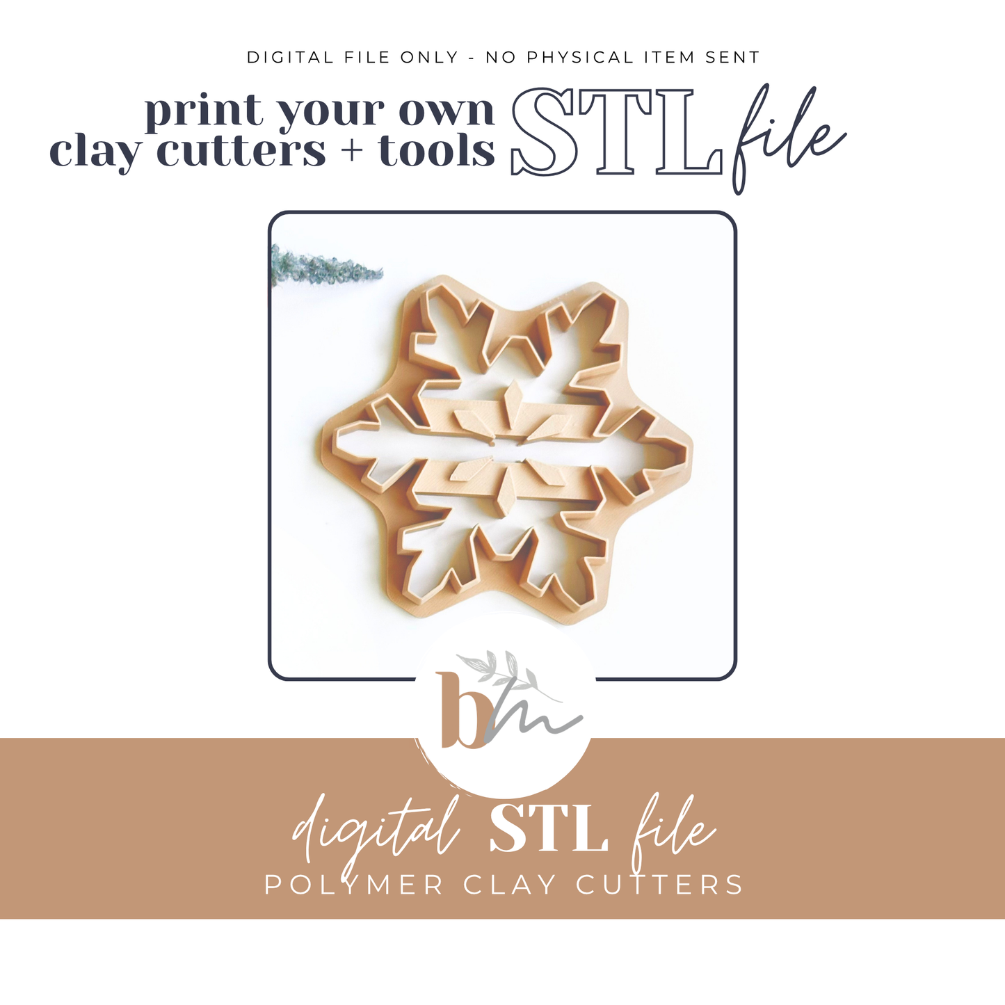Snowflake Trinket Dish | Digital STL File | Polymer Clay Tools & Cutters