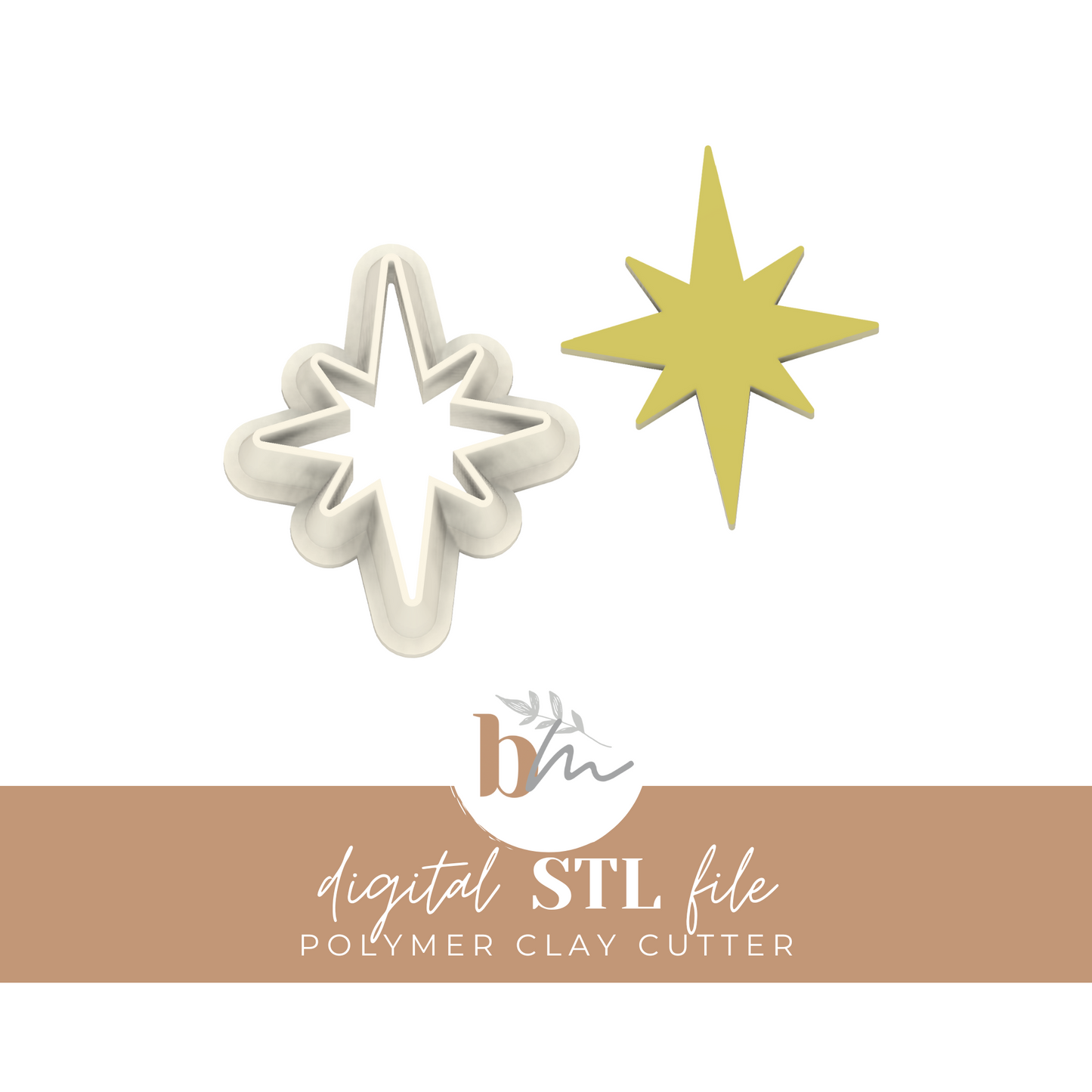 Bright Star - 5 Sizes | Digital STL File | Polymer Clay Tools & Cutters