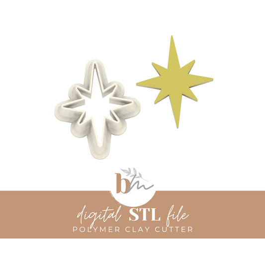 Bright Star - 5 Sizes | Digital STL File | Polymer Clay Tools & Cutters