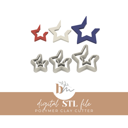 Star Hoop - 3 Sizes | Digital STL File | Polymer Clay Tools & Cutters