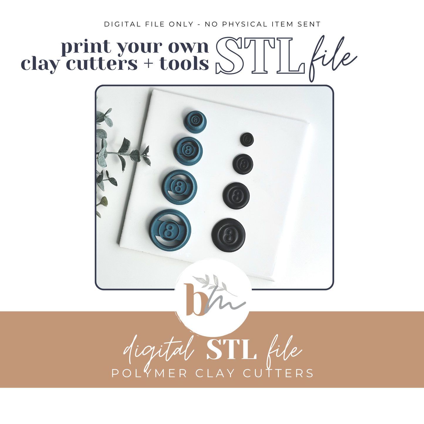 8-Ball - 4 Sizes | Digital STL File | Polymer Clay Tools & Cutters