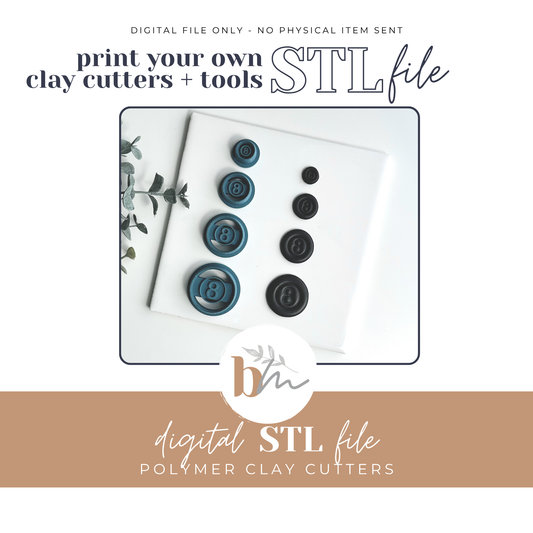 8-Ball - 4 Sizes | Digital STL File | Polymer Clay Tools & Cutters