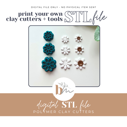 8 Petal Flower - 3 Sizes | Digital STL File | Polymer Clay Tools & Cutters