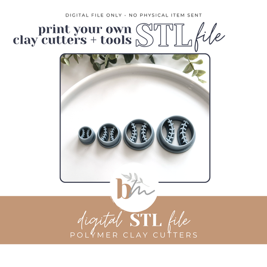 Baseball, Softball - 4 Sizes | Digital STL File | Polymer Clay Tools & Cutters