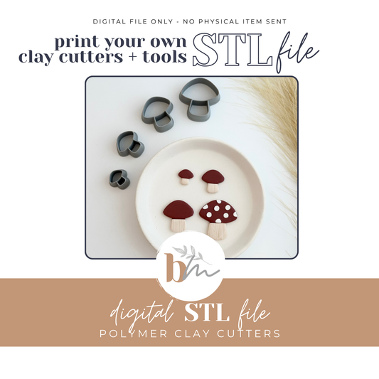 Basic Mushroom - 4 Sizes | Digital STL File | Polymer Clay Tools & Cutters