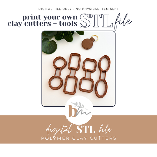 Stitched Leather Keychains - 4 Designs | Digital STL File | Polymer Clay Tools & Cutters