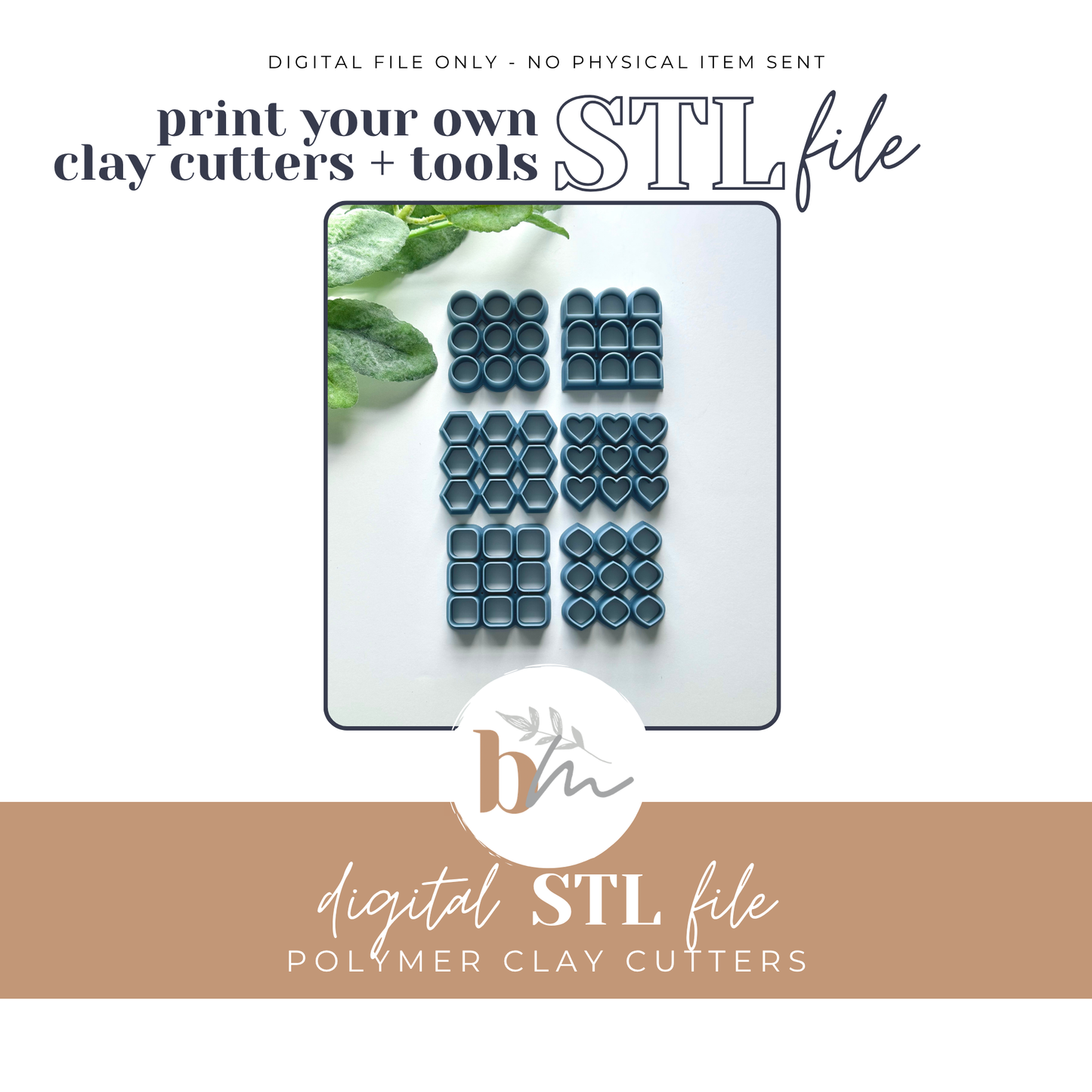 Basic Shapes Cluster Cutters - 6 Designs | Digital STL File | Polymer Clay Tools & Cutters