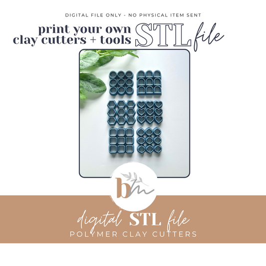 Basic Shapes Cluster Cutters - 6 Designs | Digital STL File | Polymer Clay Tools & Cutters