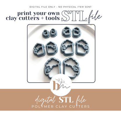Beer Mug - 6 Sizes | Digital STL File | Polymer Clay Tools & Cutters