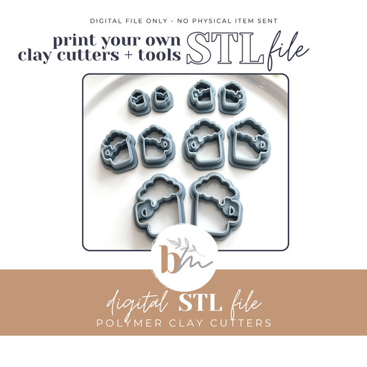 Beer Mug - 6 Sizes | Digital STL File | Polymer Clay Tools & Cutters