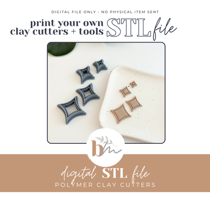 Bordered Twinkle Star - 4 Sizes | Digital STL File | Polymer Clay Tools & Cutters