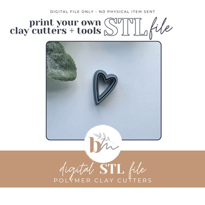 Bordered Tall Heart | Digital STL File | Polymer Clay Tools & Cutters