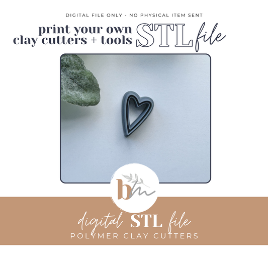 Bordered Tall Heart | Digital STL File | Polymer Clay Tools & Cutters