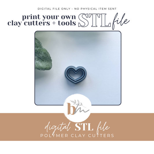 Bordered Chubby Heart | Digital STL File | Polymer Clay Tools & Cutters