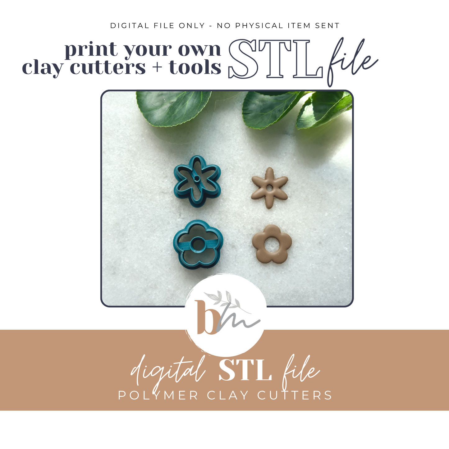 Boho Flowers - 2 Designs | Digital STL File | Polymer Clay Tools & Cutters